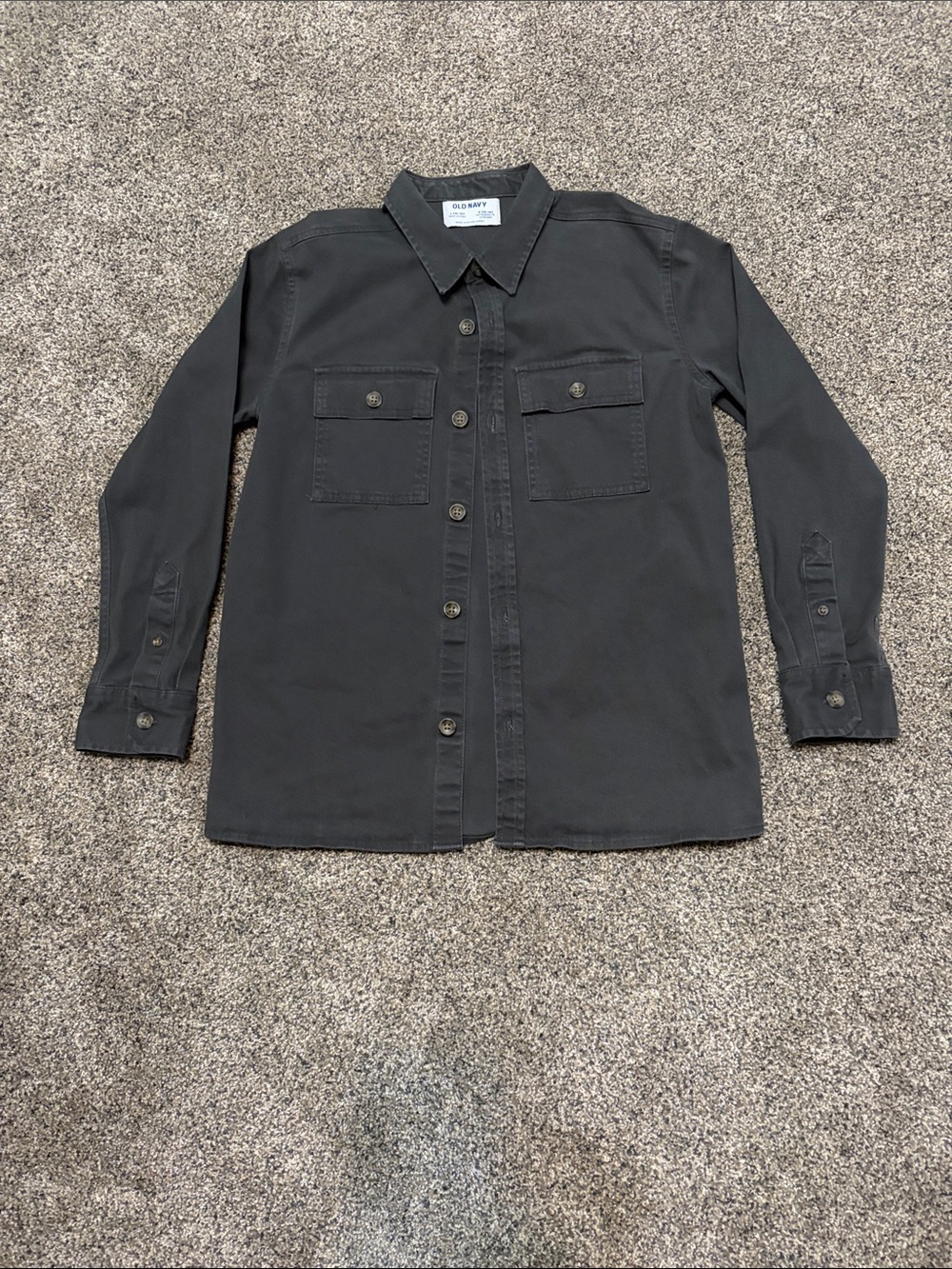 Old Navy Boys Dark Gray Button-Down Shirt Size L 10/12